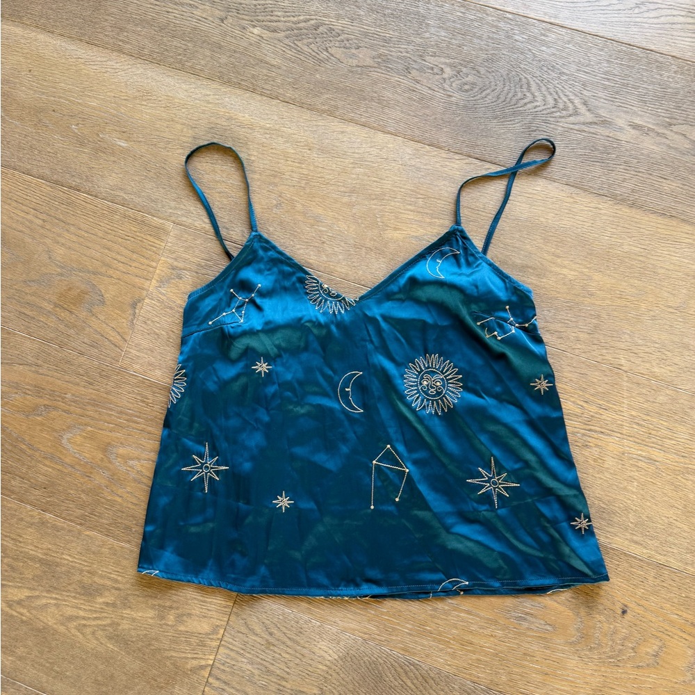 Honey Punch Teal and Gold Embroidered Garment